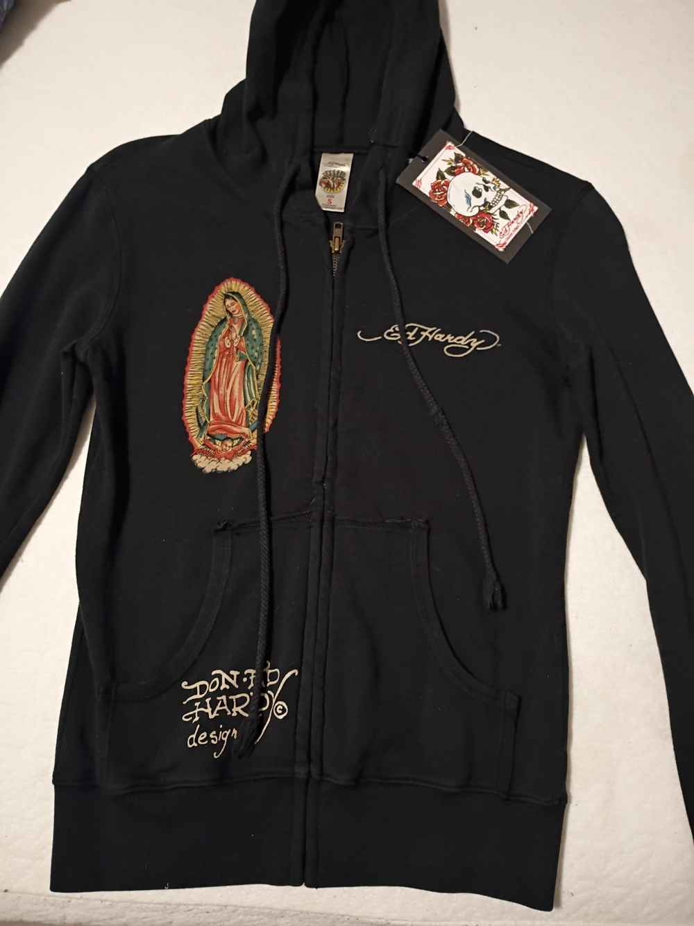 Ed Hardy~ Zip-Up Hoodie Reverse -Virgin Mary